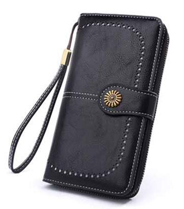 Bolso retro con cremallera de cuero y cera oleosa