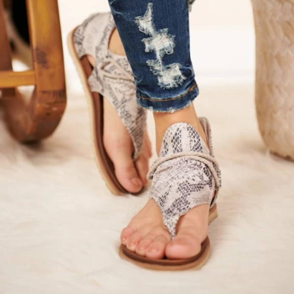 Sandalias de leopardo retro con cremallera para mujer