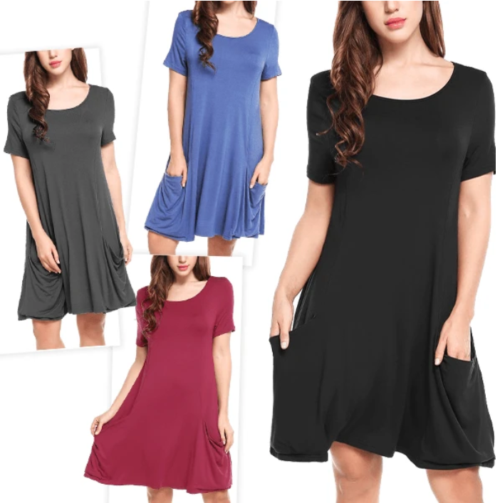 Vestido de manga corta de viaje de verano