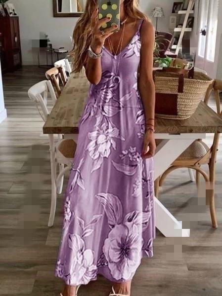 Vestido largo con tirantes florales y sexy de Boho