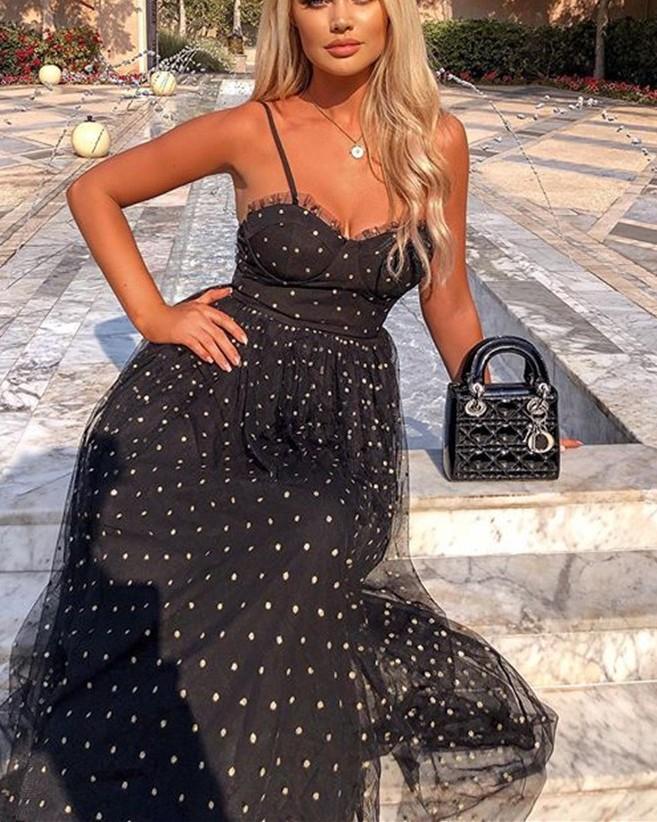 Vestido De Malla Con Lunares