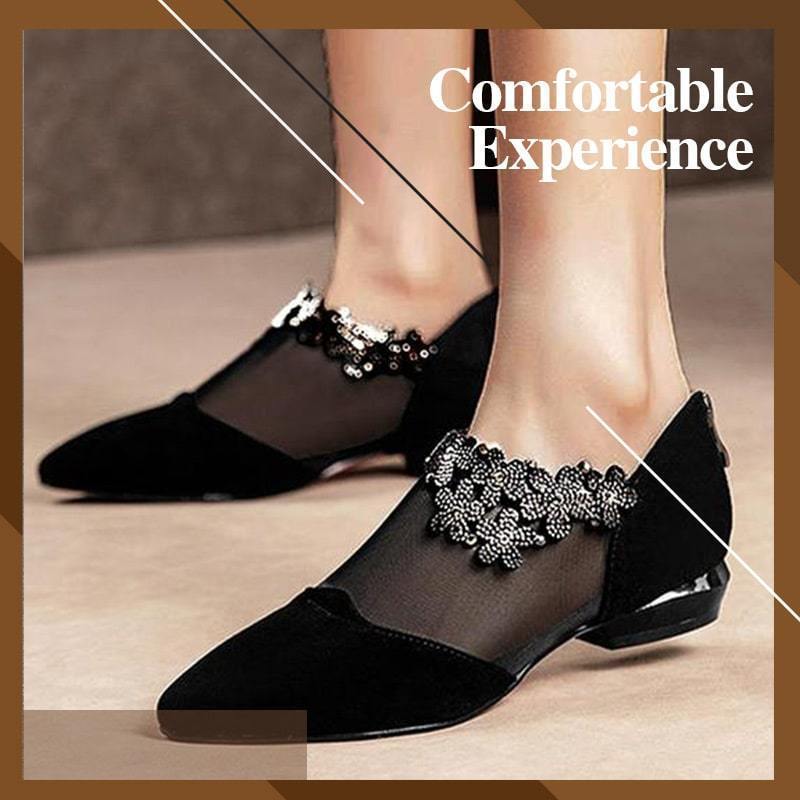 Zapatos De Tacón Grueso Hueco De Diamantes De Imitación