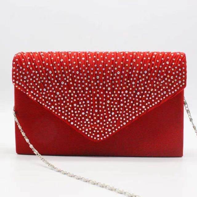 Señoras elegante noche satinado nupcial Diamante Clutch Bolsa Hombro Bolsa Crossbody Bolsa
