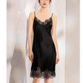 Pijama camisón de seda vestido de tirantes de encaje sexy