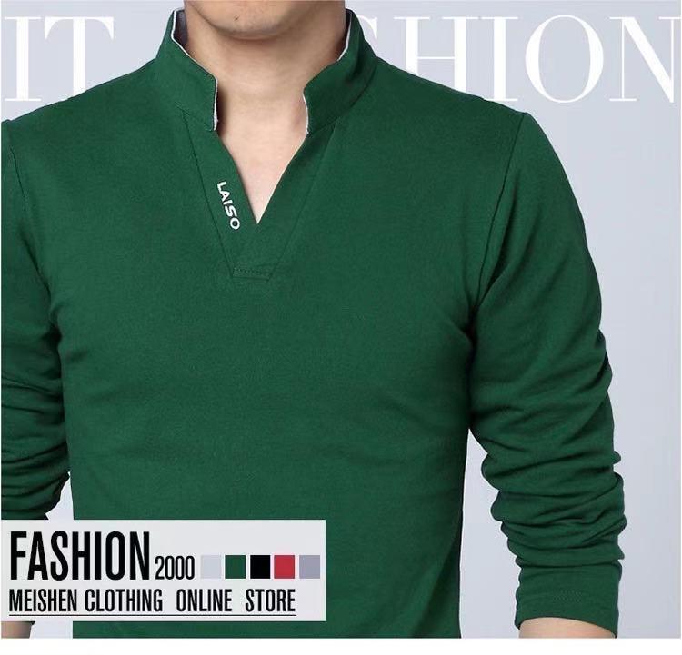 POLO de hombre de manga larga con cuello en V