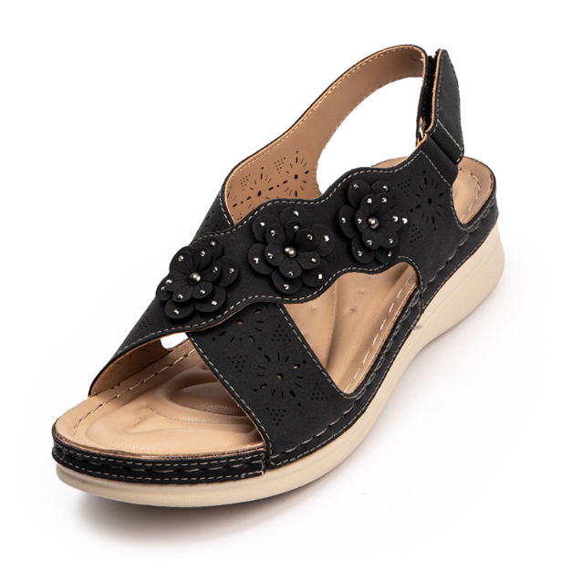 Sandalias mujer verano flores casual hollow