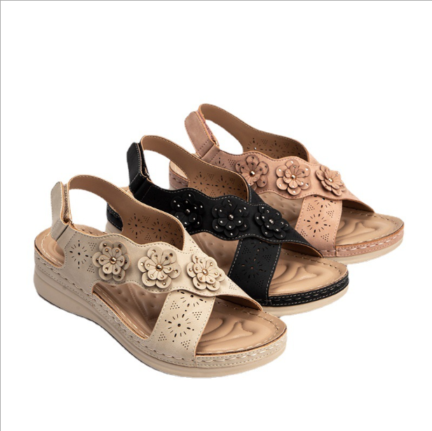 Sandalias mujer verano flores casual hollow