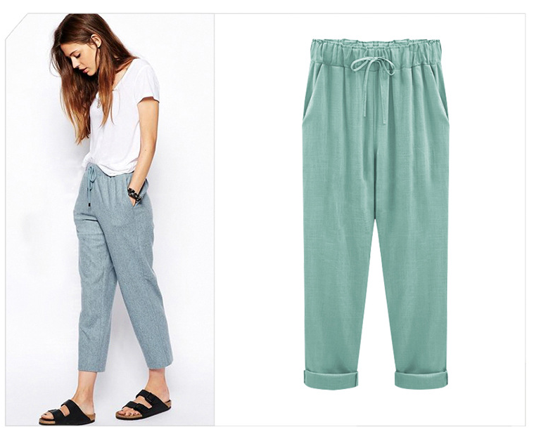 Pantalón cropped de lino y algodón multicolor cómodo - MXbueno