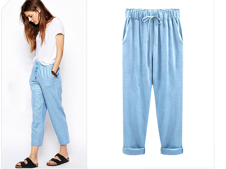 Pantalón cropped de lino y algodón multicolor cómodo - MXbueno