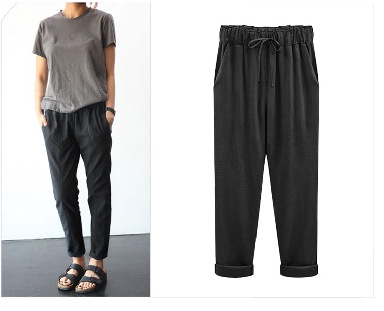 Pantalón cropped de lino y algodón multicolor cómodo - MXbueno