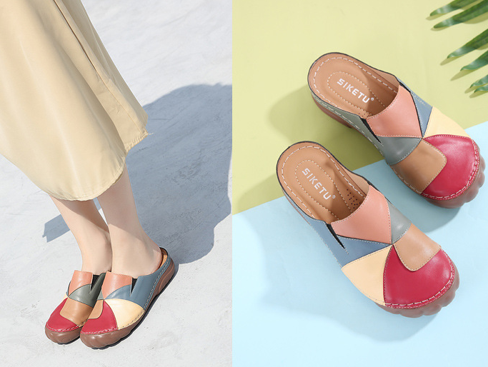 Zapatillas de plataforma cómodas y ligeras con puntera redonda que bloquean el color - MXbueno