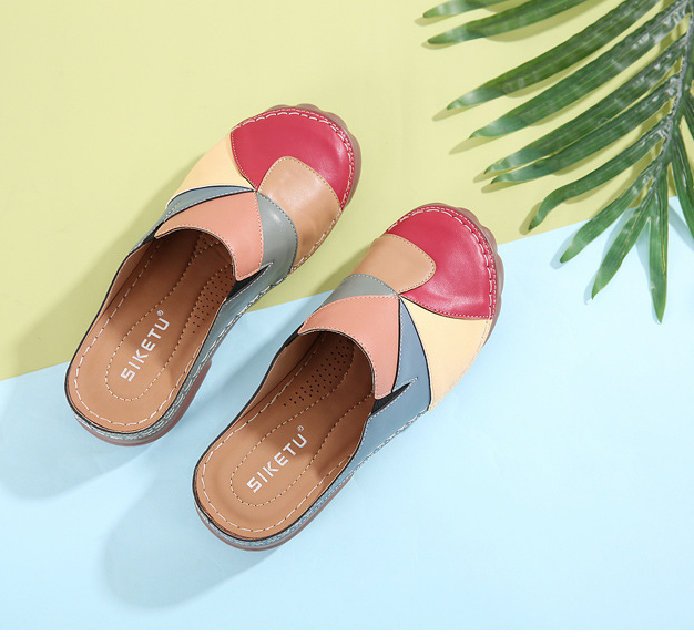 Zapatillas de plataforma cómodas y ligeras con puntera redonda que bloquean el color - MXbueno