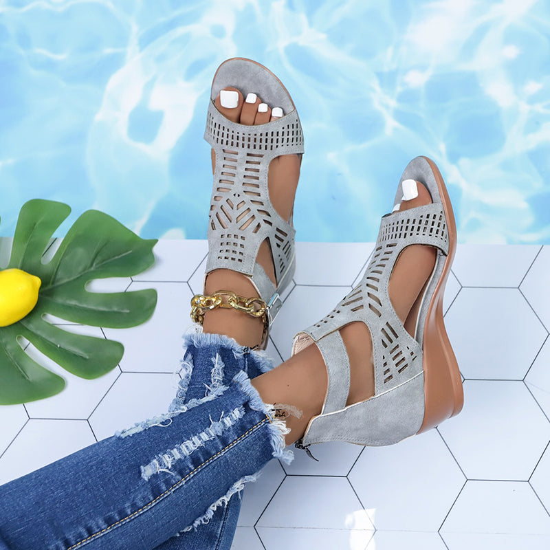 [W-Zapato] 2022 Sandalias De Primavera Y Verano Para Mujer, Sandalias Con Hebilla De Cuña De Tacón Alto Para Mujer