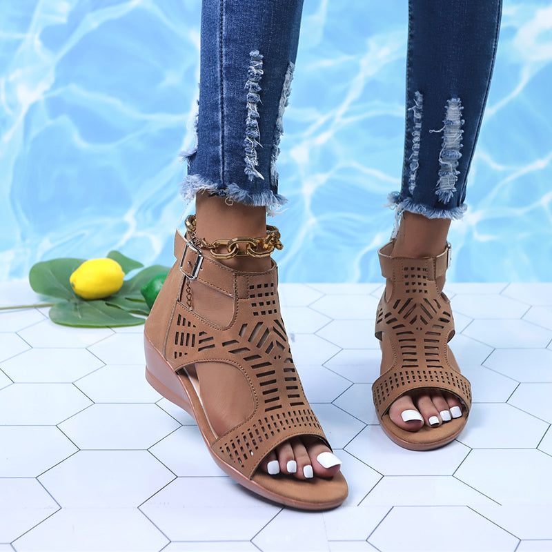 [W-Zapato] 2022 Sandalias De Primavera Y Verano Para Mujer, Sandalias Con Hebilla De Cuña De Tacón Alto Para Mujer