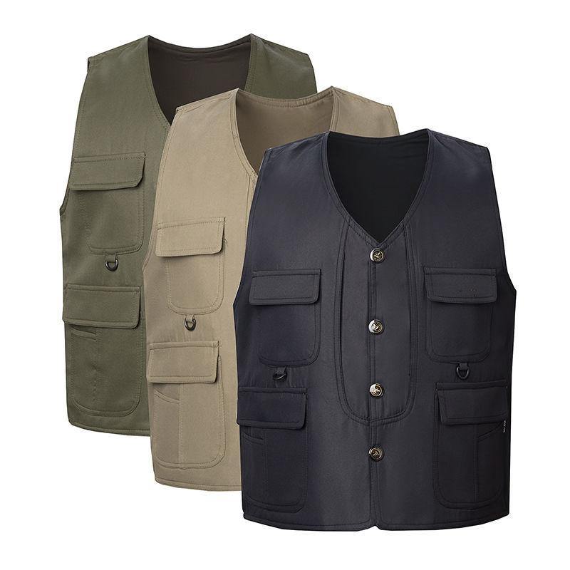 Chaleco de Otoño e invierno multibolsillos de terciopelo