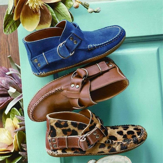 Zapatos casuales de pareja con pedal de suela plana y hebilla de color sólido - MXbueno