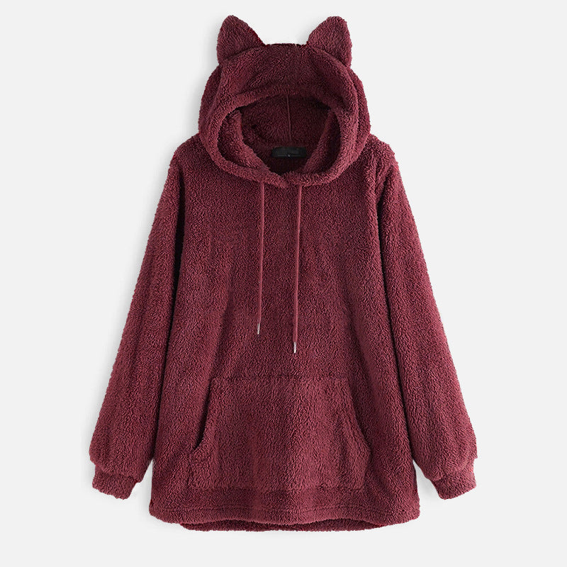 Chaqueta Con Capucha De Lana Suelta Plus Para Mujer Chaqueta De Manga Larga De Color Sólido Para Mujer Chaqueta Suéter Chaqueta Mujer