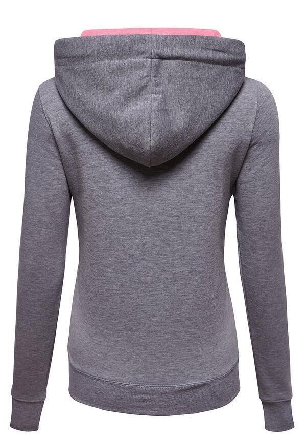 La capucha de las mangas largas con cremallera de color liso para mujeres - MXbueno