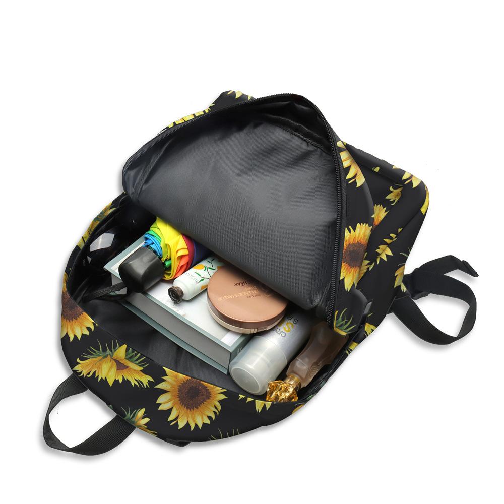 Mochila impermeable para mujer con estampado de girasol