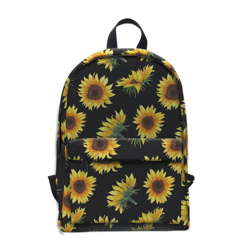 Mochila impermeable para mujer con estampado de girasol