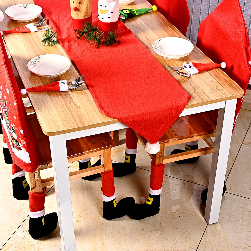 Nueva Funda De Silla Navideña Con Estampado No Tejido De Dibujos Animados Anciano Muñeco De Nieve Cubierta De Taburete Sombrero De Papá Noel