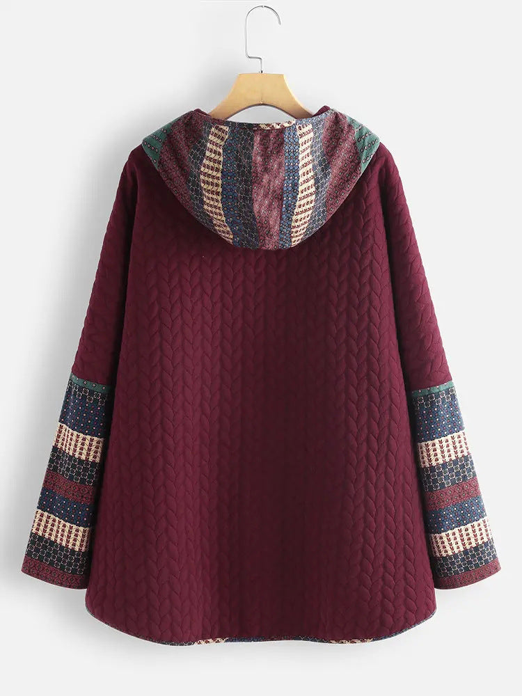 Abrigo Midi De Manga Larga Con Estampado étnico De Botonadura Sencilla