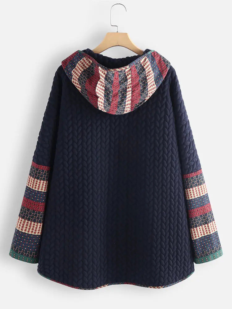 Abrigo Midi De Manga Larga Con Estampado étnico De Botonadura Sencilla