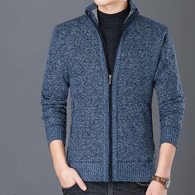 Cárdigan Suéter Chaqueta Engrosada Más Terciopelo Hombres Cuello Alto - MXbueno