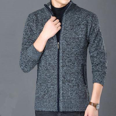 Cárdigan Suéter Chaqueta Engrosada Más Terciopelo Hombres Cuello Alto - MXbueno