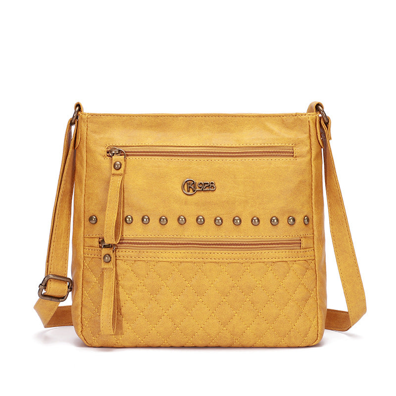 [W-Bolso] Bolso Bandolera Retro Remache Pequeño Bolso Cuadrado Bolso De Hombro Moderno