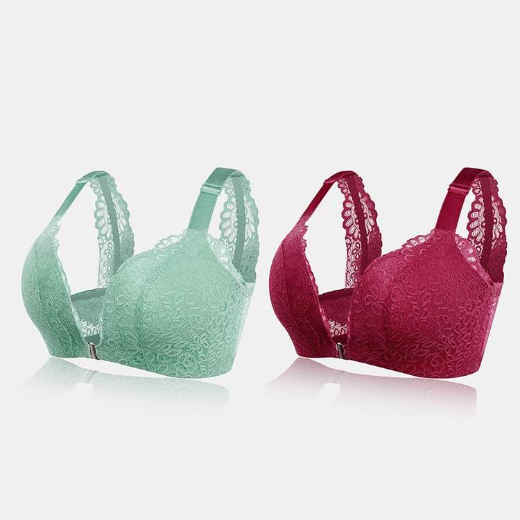 Sujetador De Encaje Con Botones Delanteros Sexy Para Mujer