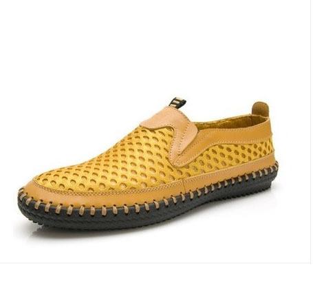 Sandalias Huecas Hechas A Mano En Malla De Piel De Vacuno