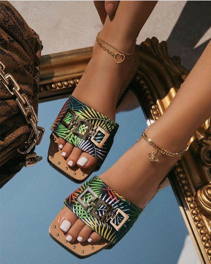 Zapatillas De Zapatos De Playa Con Estampado De Leopardo De Moda