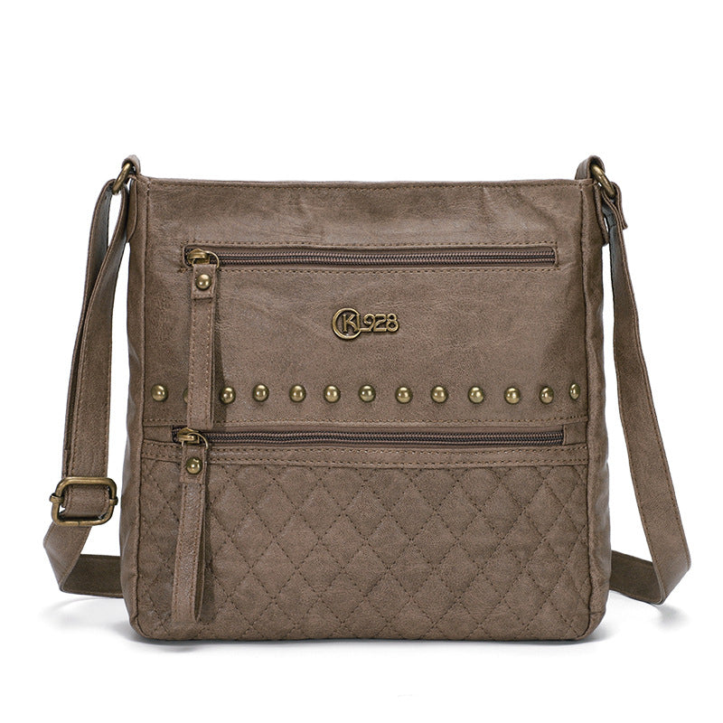 [W-Bolso] Bolso Bandolera Retro Remache Pequeño Bolso Cuadrado Bolso De Hombro Moderno