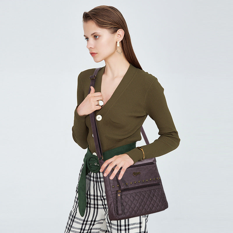 [W-Bolso] Bolso Bandolera Retro Remache Pequeño Bolso Cuadrado Bolso De Hombro Moderno