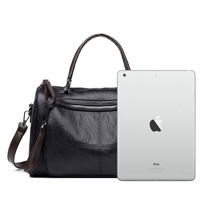 [W-Bolso] Bolso De Cuero Suave Bolso De Mujer Temperamento Informal Bolso De Madre De Gran Capacidad