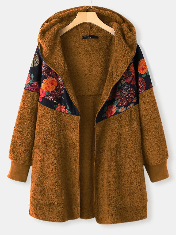 Abrigo Suelto De Felpa De Doble Cara Con Cremallera Y Capucha