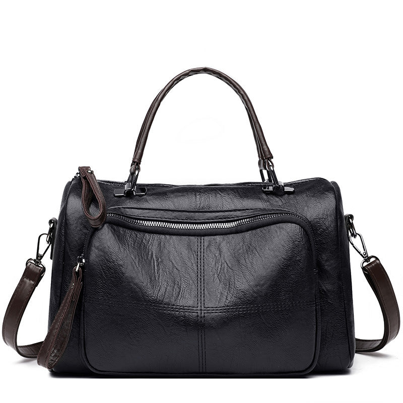 [W-Bolso] Bolso De Cuero Suave Bolso De Mujer Temperamento Informal Bolso De Madre De Gran Capacidad