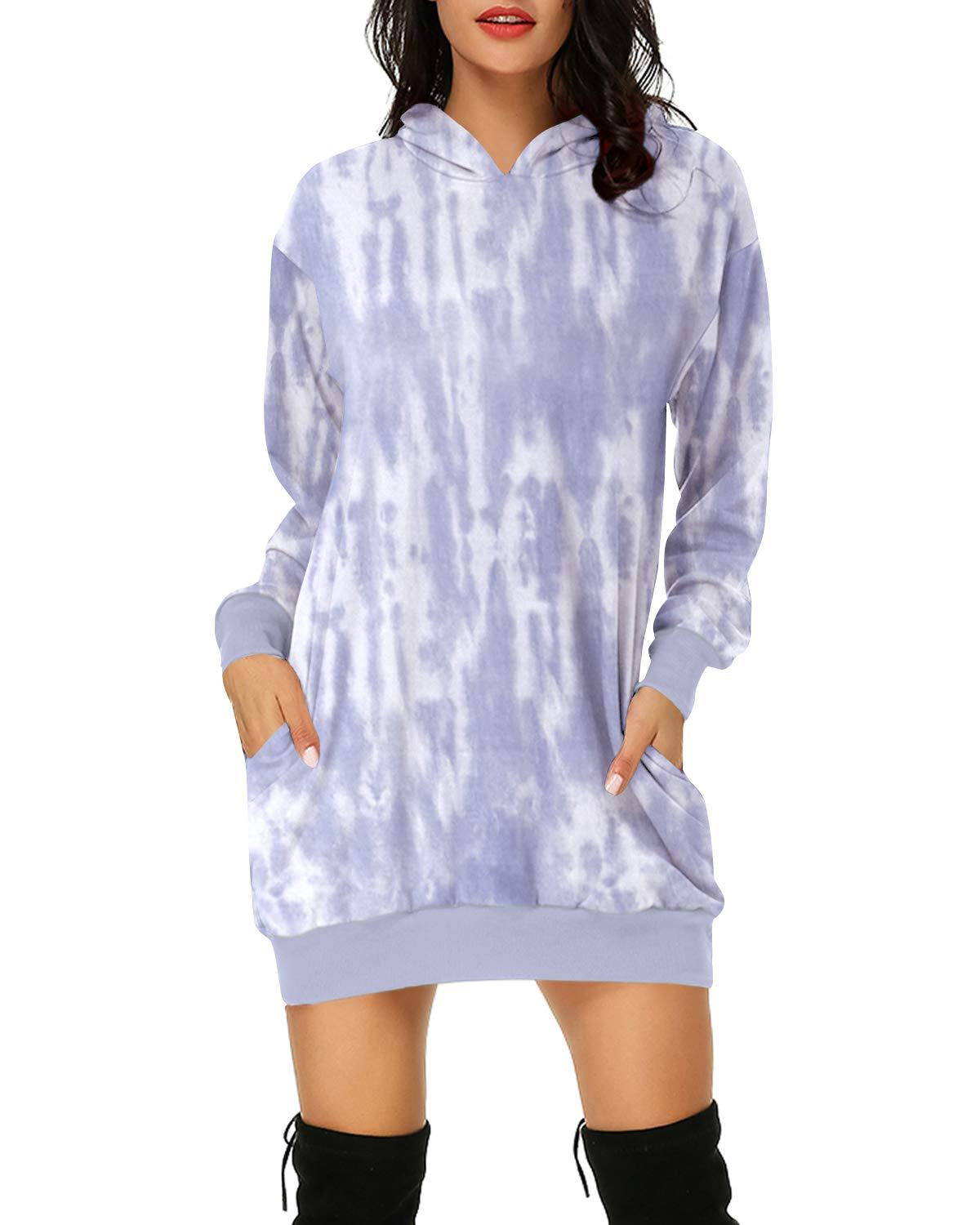 Vestido De Suéter De Otoño / Invierno, Suéter Con Capucha, Vestido De Mujer De Gran Tamaño Suelto De Manga Larga Estampado