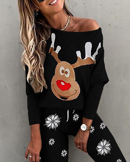 Traje Casual Estampado Camisa De Manga Larga Con Pantalón De Tubo