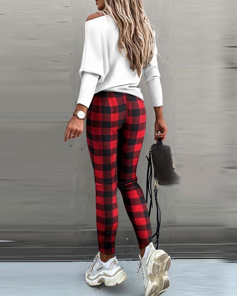 Traje Casual Estampado Camisa De Manga Larga Con Pantalón De Tubo