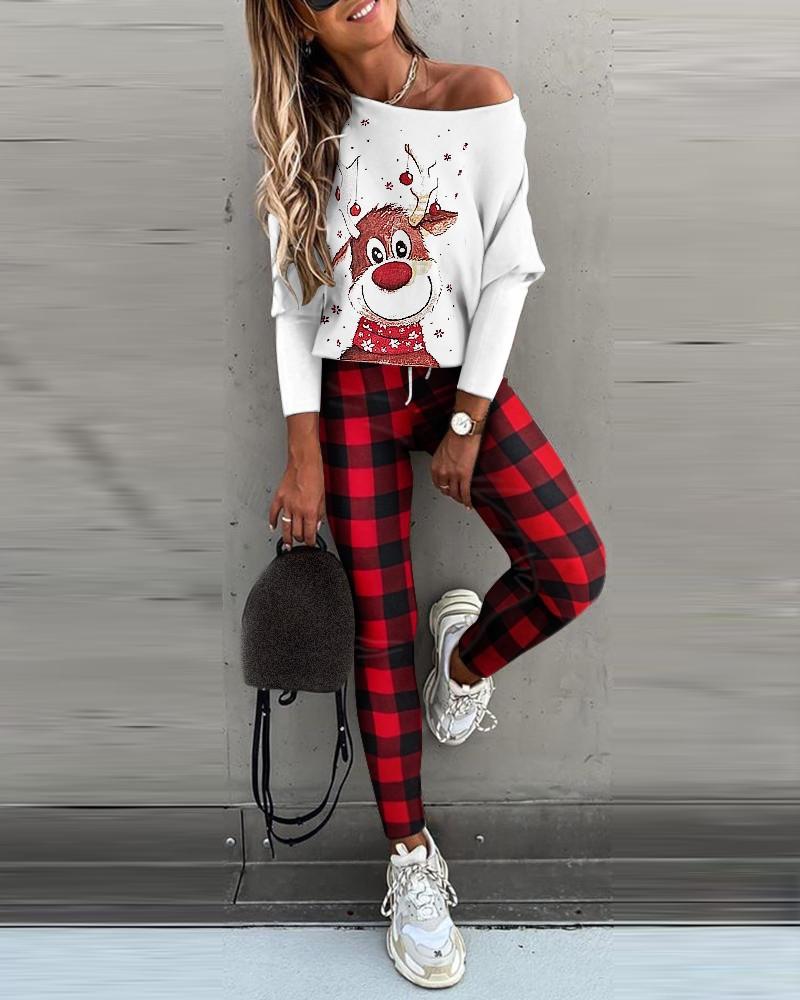 Traje Casual Estampado Camisa De Manga Larga Con Pantalón De Tubo