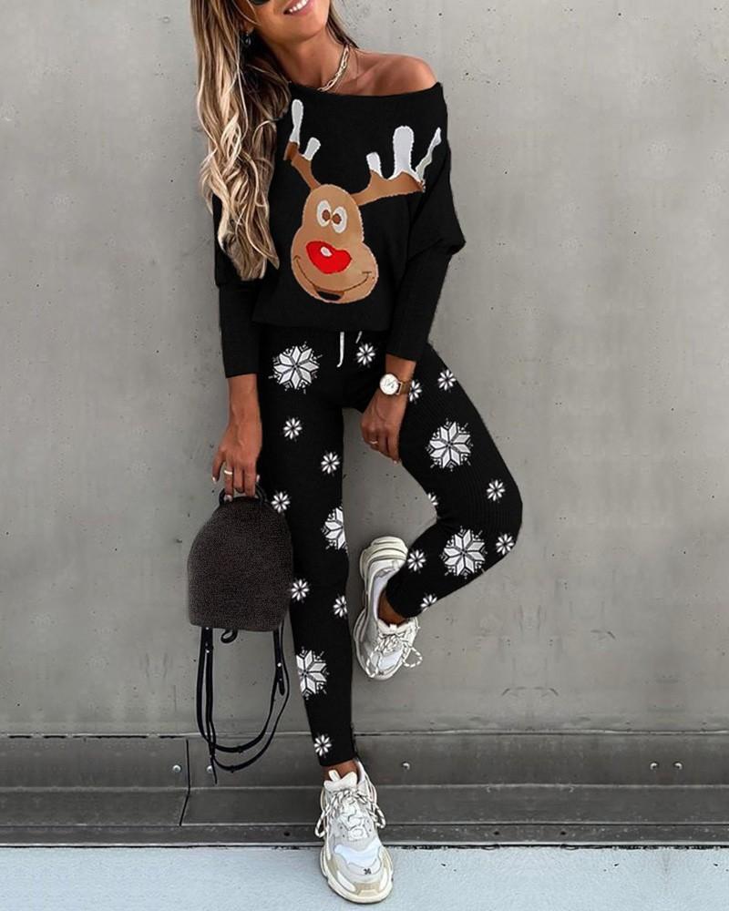 Traje Casual Estampado Camisa De Manga Larga Con Pantalón De Tubo