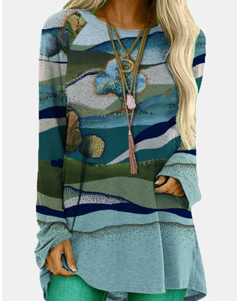 Top De Manga Larga Con Estampado Digital De Gato