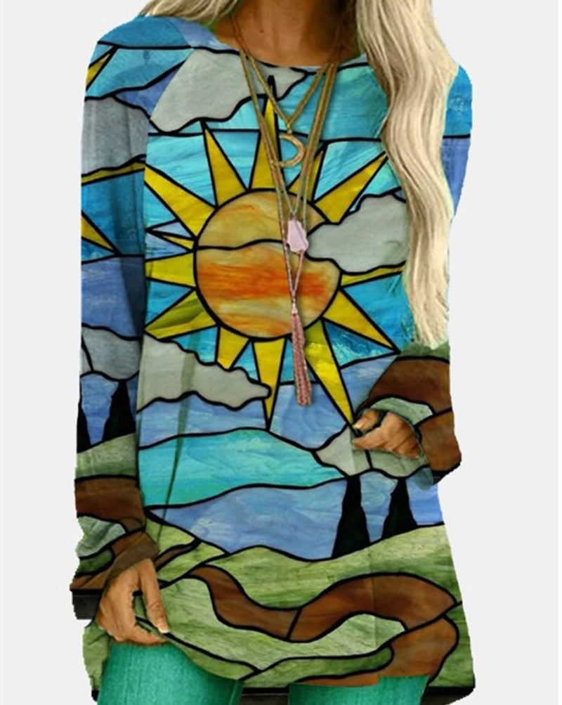 Top De Manga Larga Con Estampado Digital De Gato