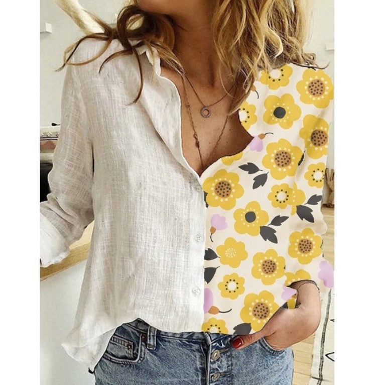 Camisa Holgada De Manga Larga Con Estampado De Dibujos Animados