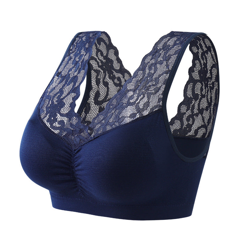 [W-Ropa Interior] Sujetador Deportivo De Espalda De Encaje Y Lencería De Fondo
