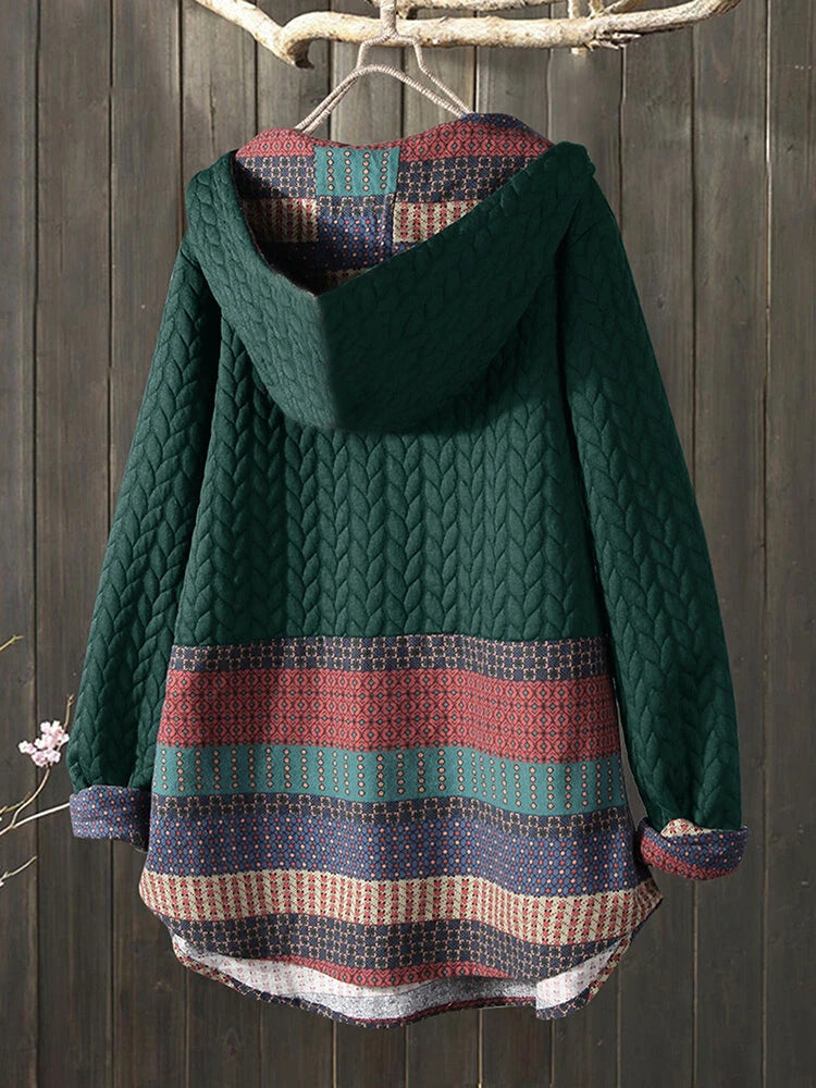 Chaqueta De Mujer Estampada De Manga Larga A Media Pierna