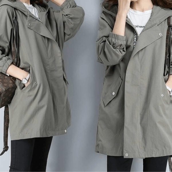 Cortavientos Informal Con Capucha Para Mujer