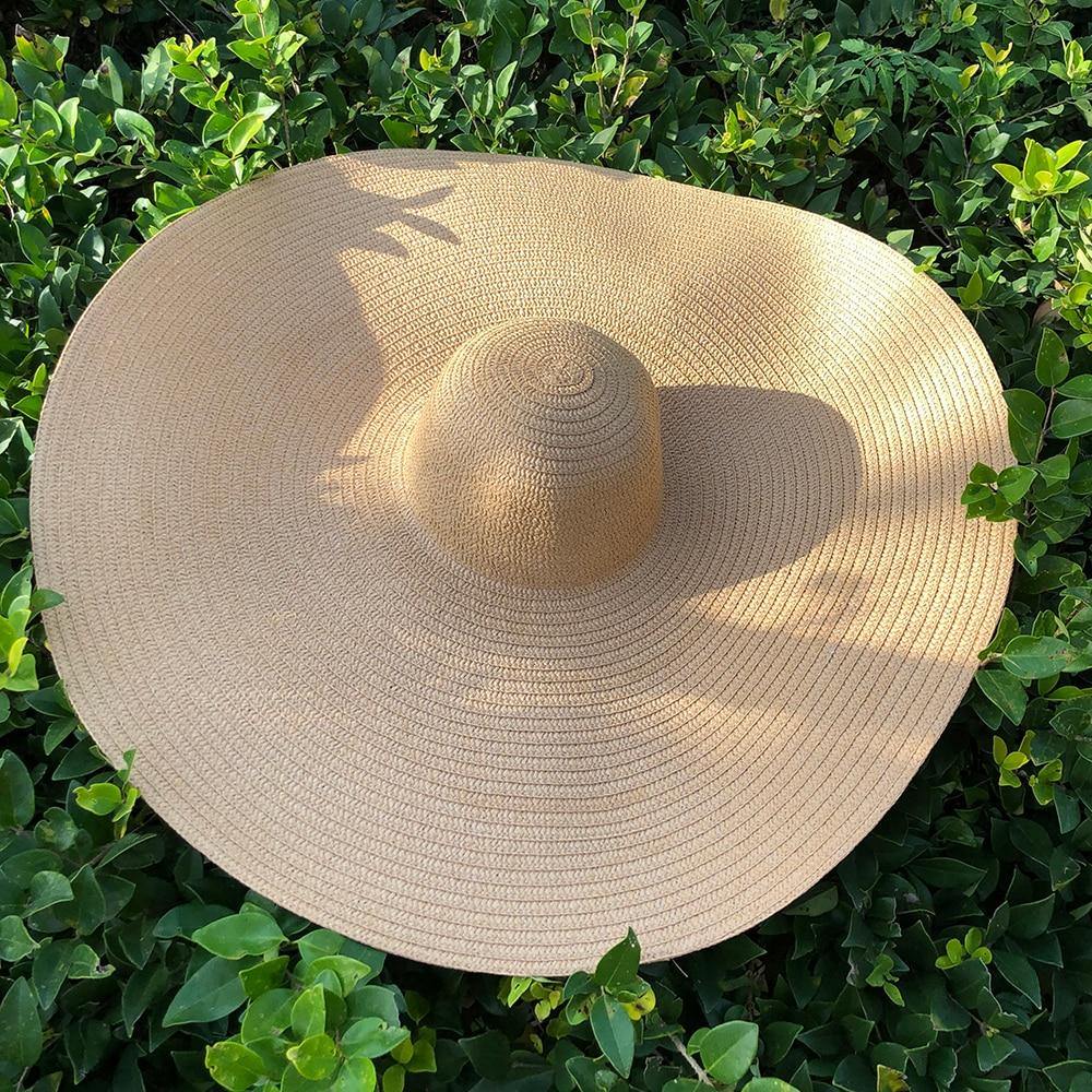 Sombrero de paja grande con protección UV Sombrero de sombrilla plegable - MXbueno